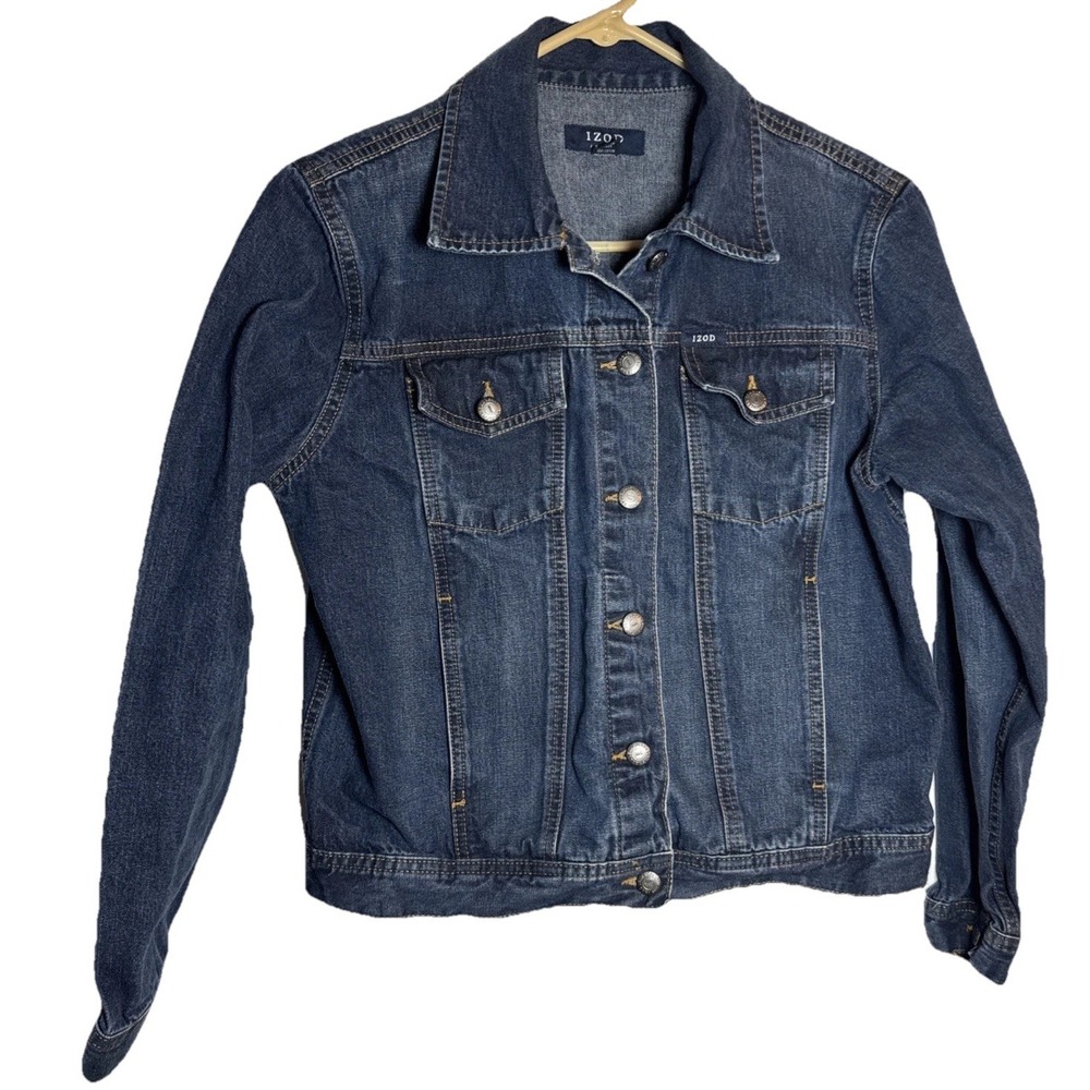 IZOD Jeans Womens‎ Medium Denim Jacket Blue Trucker Made In Brazil